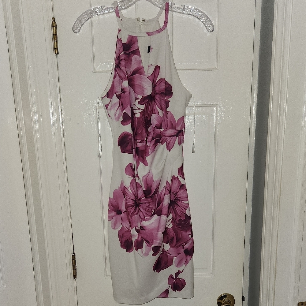 Guess White Mini Dress with Pink Floral Print